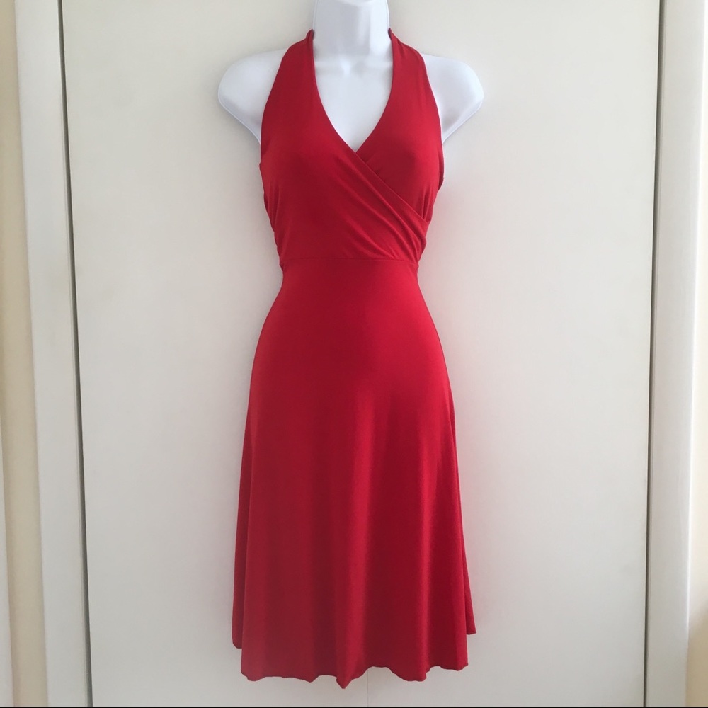 Elegant Red Halter Dress